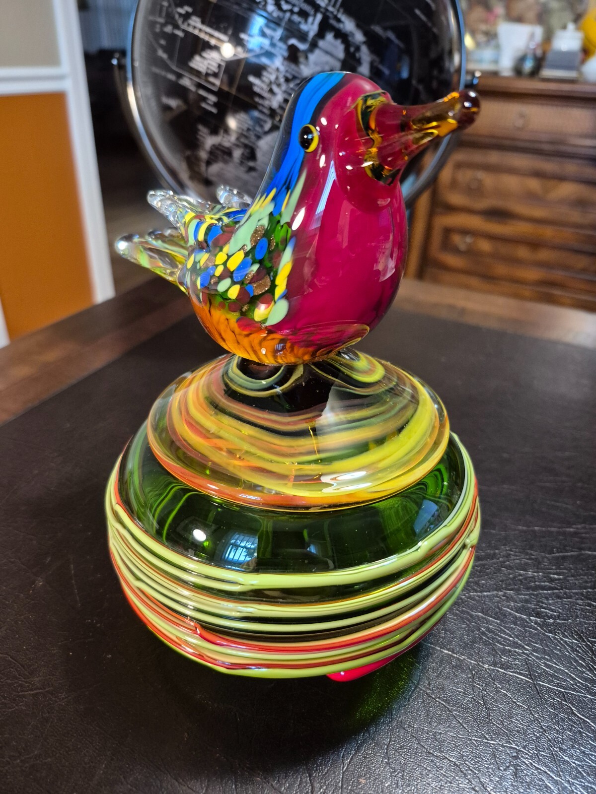 Dale Tiffany Woven Murano Glass Bird/Jewelry Box in original box EXC LOOK