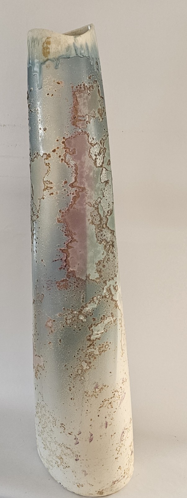 1970 MCM 34″ Monumental Tony Evans Raku #53 Pottery Vase Ancient Sands Signed
