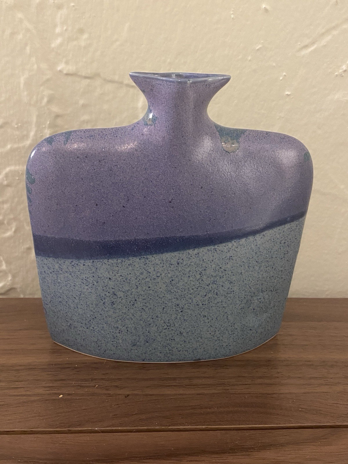 Vintage Handmade Blue-Purple Ceramic Vase – signed 1998