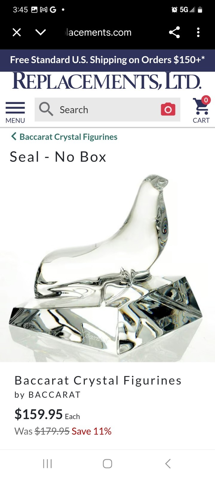 Baccarat Clear Crystal Seal Resting On An Iceberg – Retired Piece