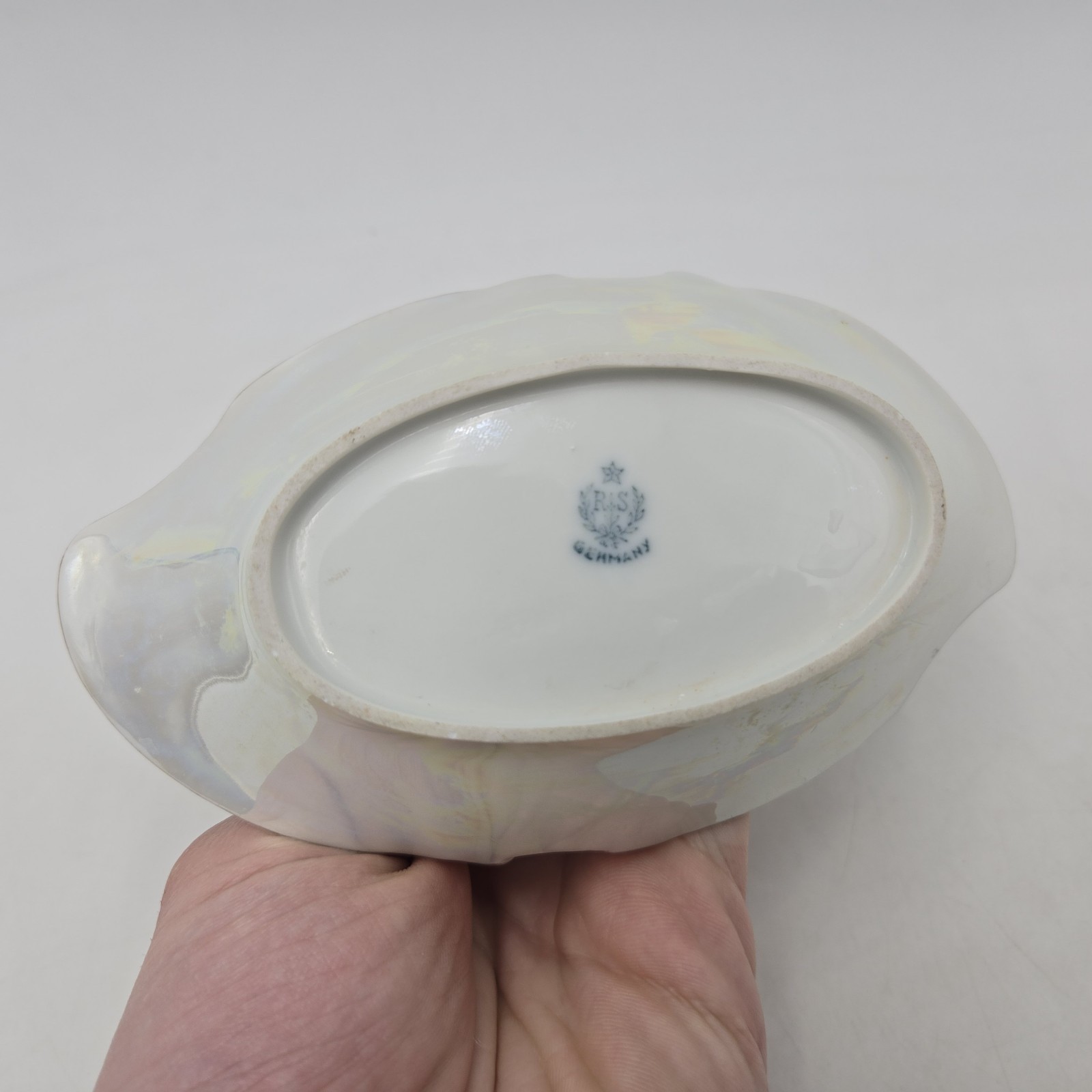 Vintage RS Germany Painted Yellow Floral Basket Style Candy Dish | Gold Accents
