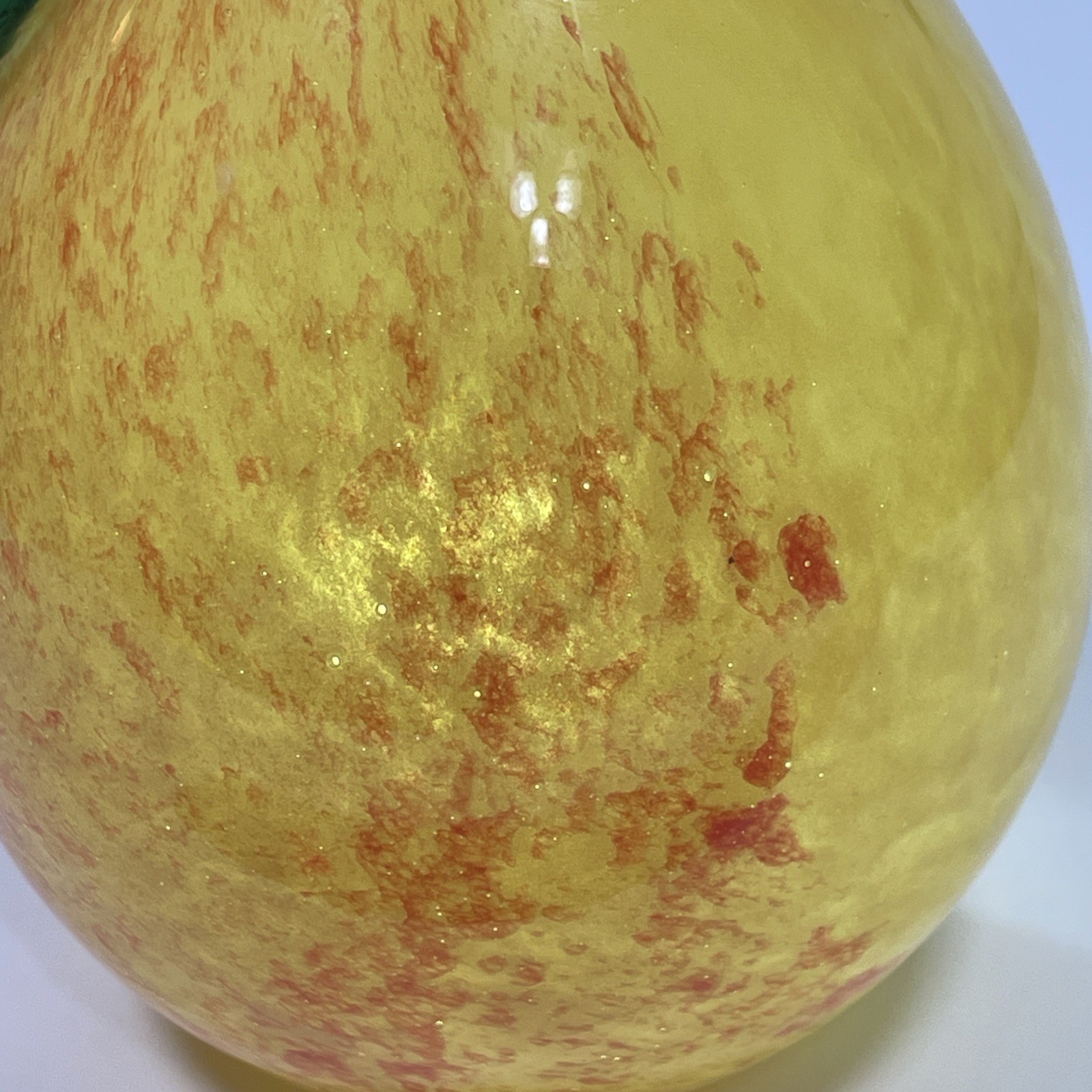 Vintage Murano Style Pear Glass Fruit 5” Yellow and Orange 7 oz Made in Italy