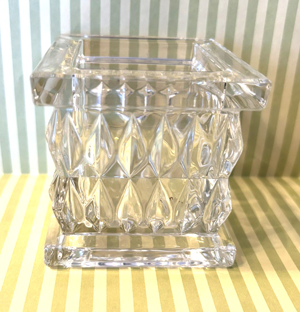 WATERFORD Marquis Crystal Cut Paradoux 3” Candle Votive Holder Square EUC