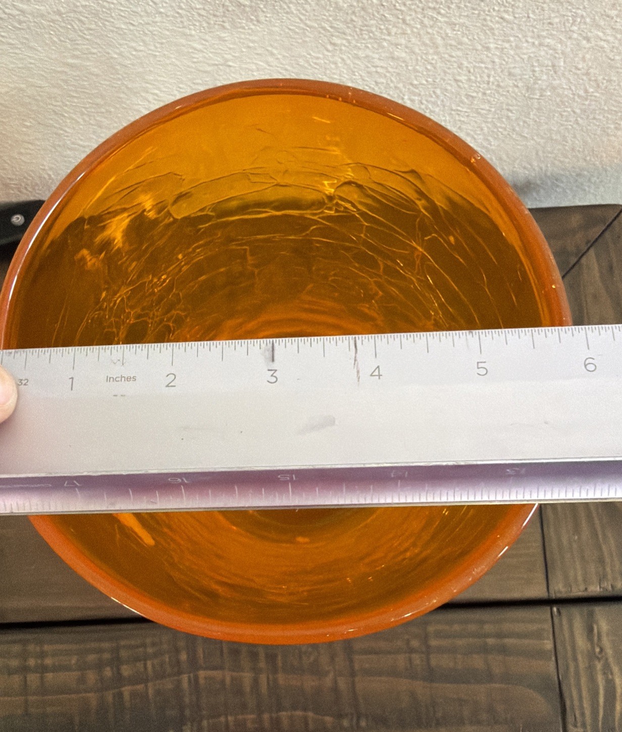 MCM Bischoff Tangerine Crackle Glass 10″ Tall Vase Original Green Elf Label