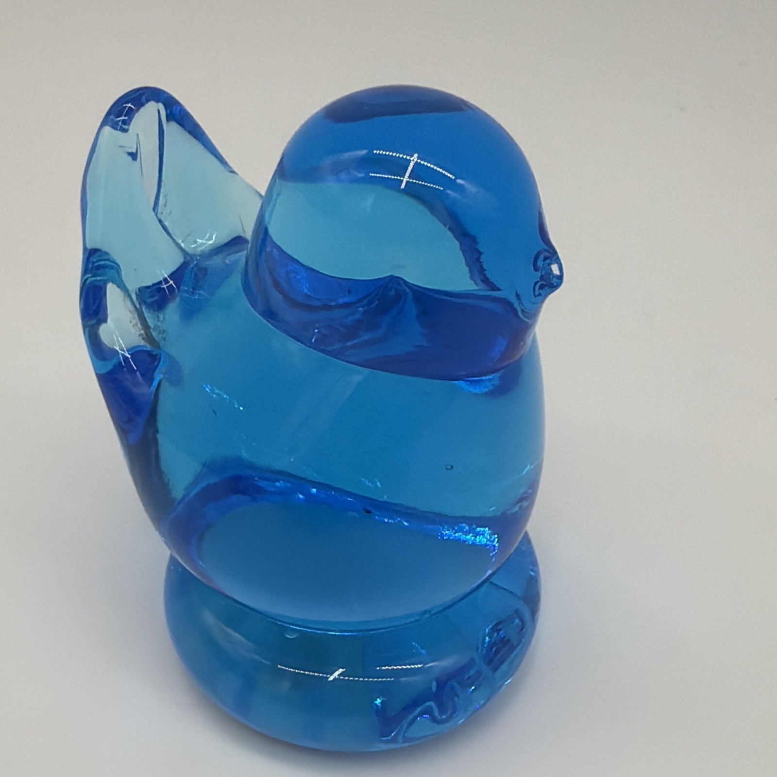 Vintage BLUEBIRD OF HAPPINESS Art Glass Bird 2.25” Signed 1990
