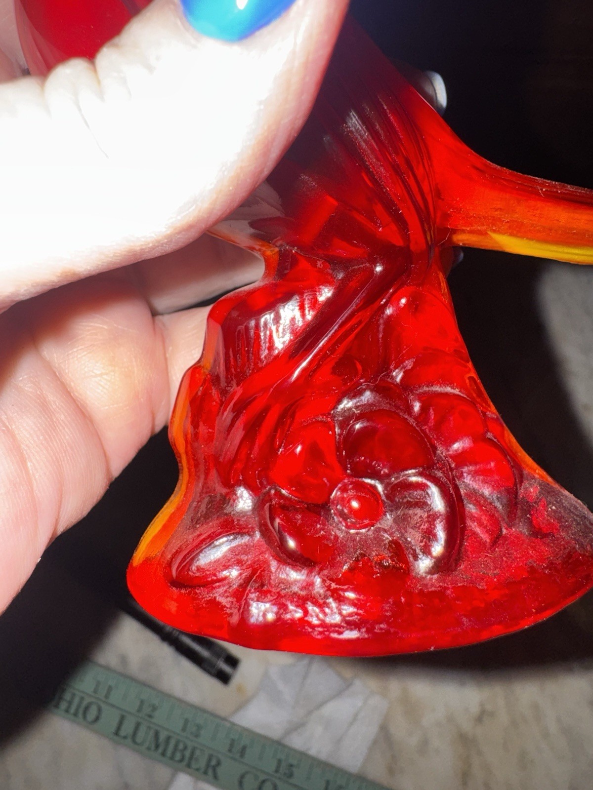 Vintage Mosser Glass Red Cardinal Figure Paperweight 5.5” x 5.5” x 2”