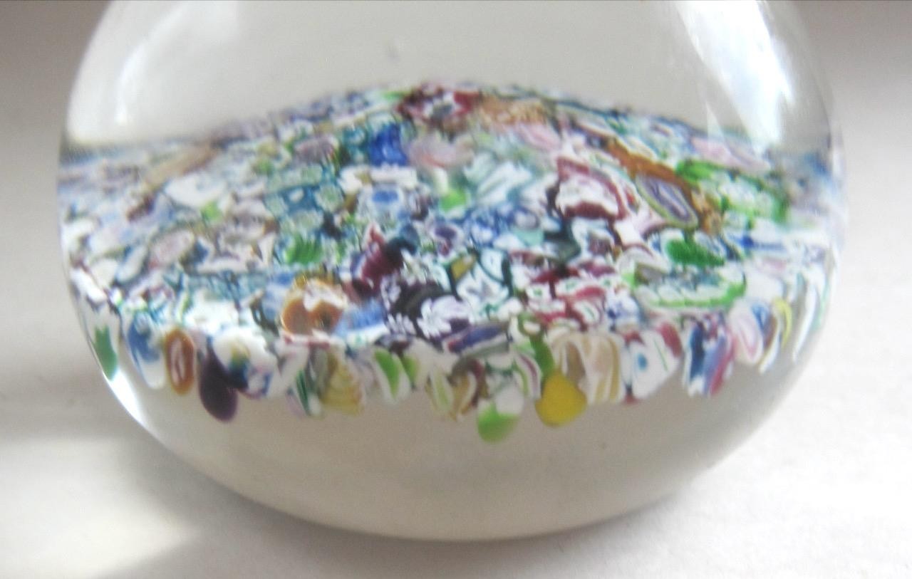 Perthshire 1973 Scrambled Millefiori End of Day Paperweight Art Glass Date Cane