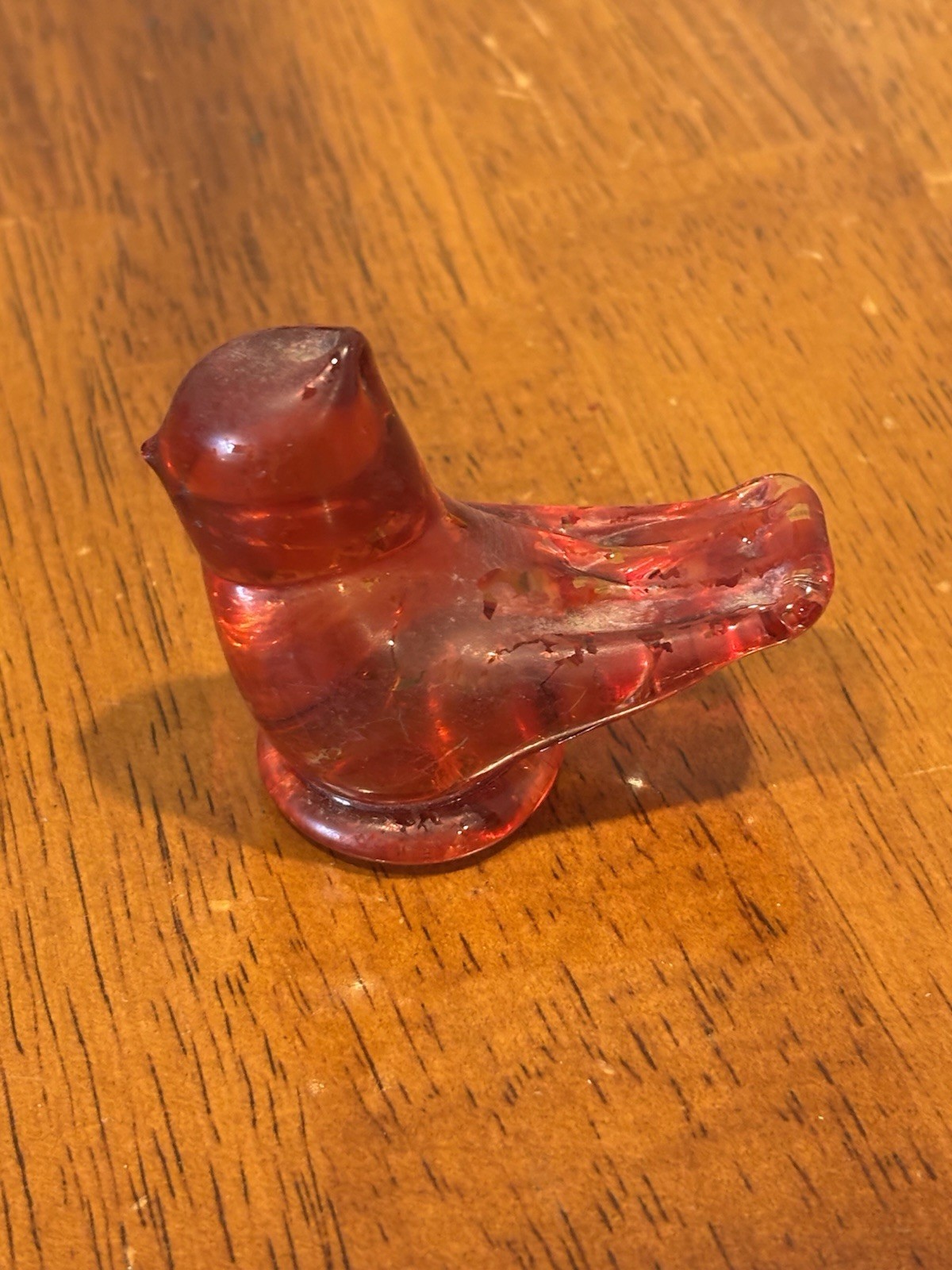 Country Cardinal of Love Red Art Glass Bird 1994 Signed Ron Ray Small Bird READ