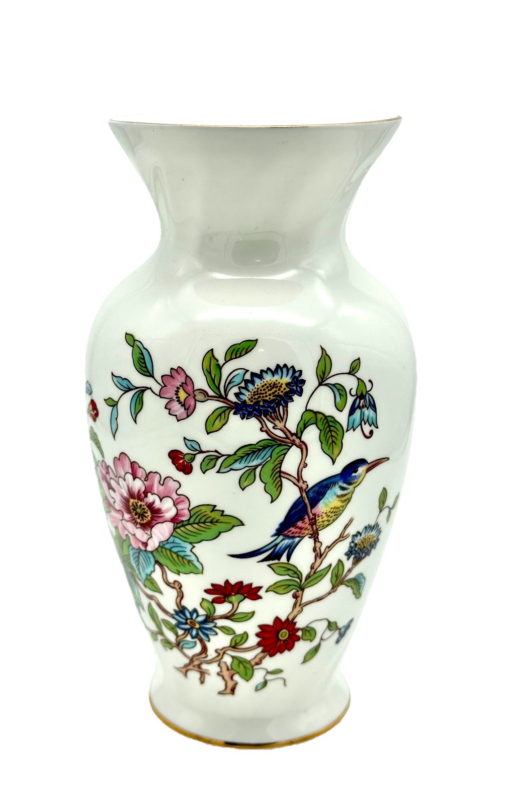 Aynsley Pembroke Fine Bone China Vase Chinoiserie Bird Flower England 9″