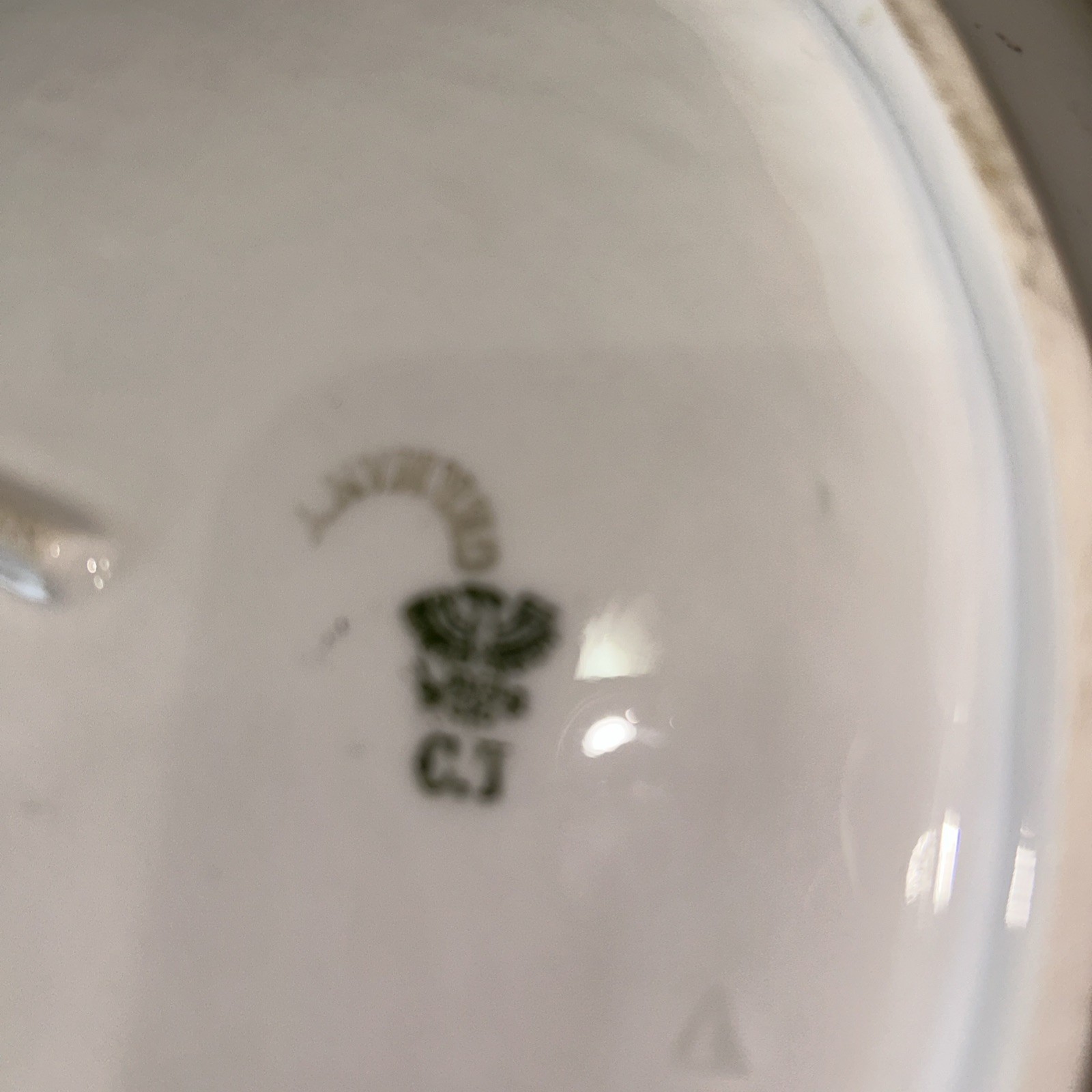 Antique Carl Tielsh CT Germany scalloped porcelain bowl 11×9” Floral Gold Handle