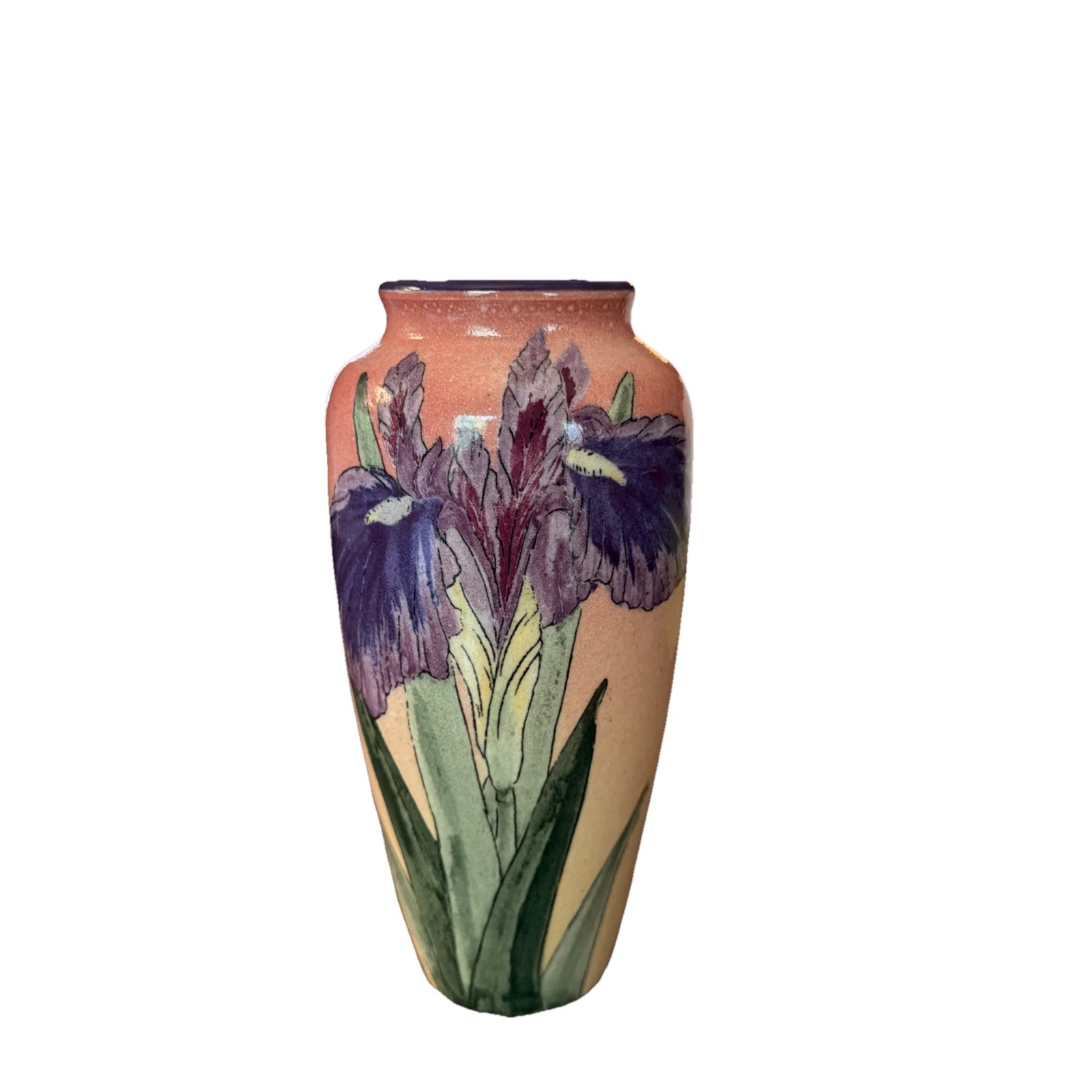 Santa Barbara Ceramic Design 1981 Pottery Purple Iris Vase 7.25” Mid Century