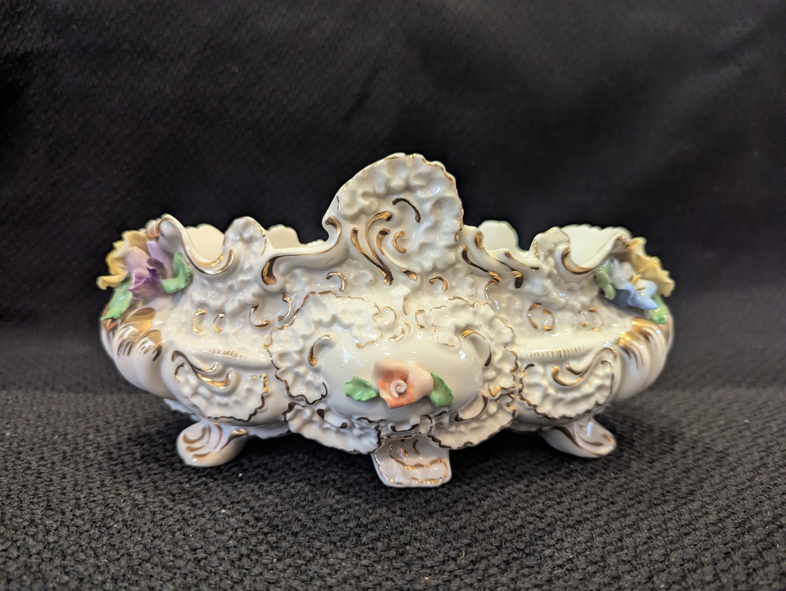 Vintage Italian Ceramic Floral Table Centrepiece 25cm long