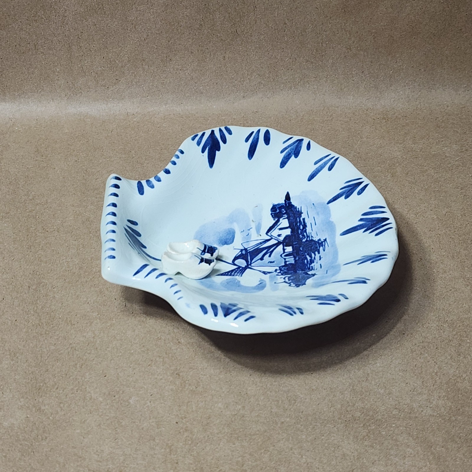 D.P. Delft Blue Hand Painted In Holland Windmill Clogs Ashtray