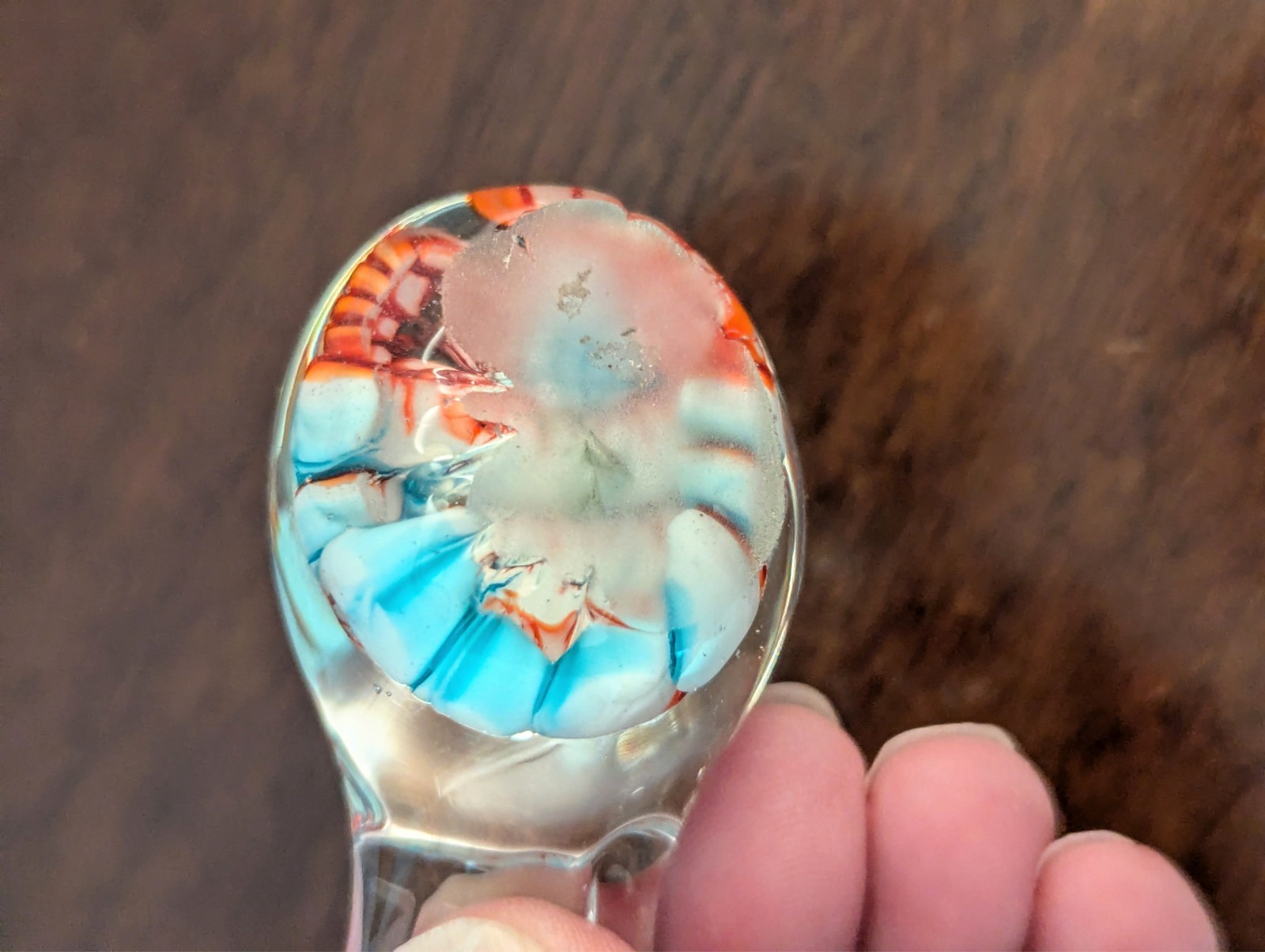 Vintage Murano Style Blown Glass Pair 2″ Bird Figurines Blue White Orange Red