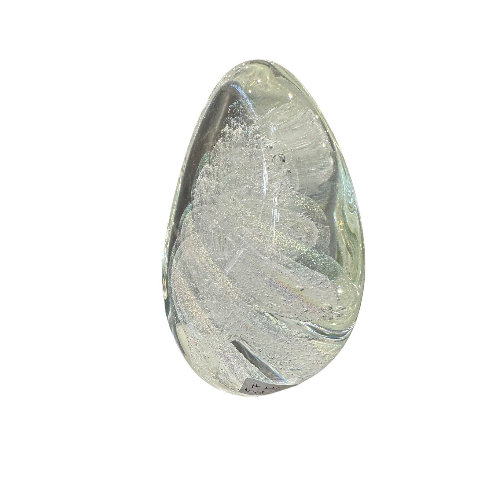 NEW Alabaster Small Paddle Crystal Dichroic Art Glass Paperweight S. Garrelts