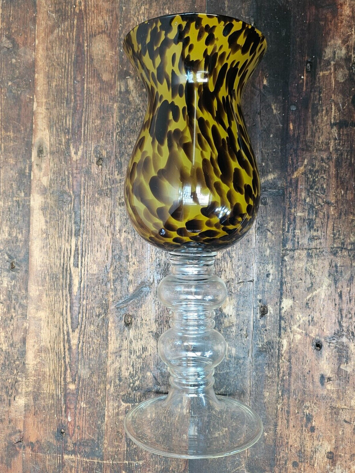 Large Tortoise Shell Hand Blown Glass Flower Vase 7.75″ Dia x 20.75″ H