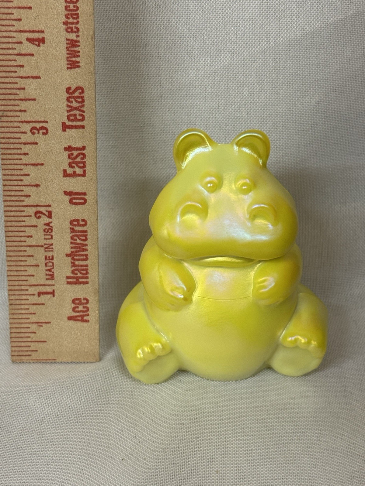 Fenton Glass Dandelion UV Yellow Carnival Hippopotamus Figurine 3 1/4h X 2 3/4 W