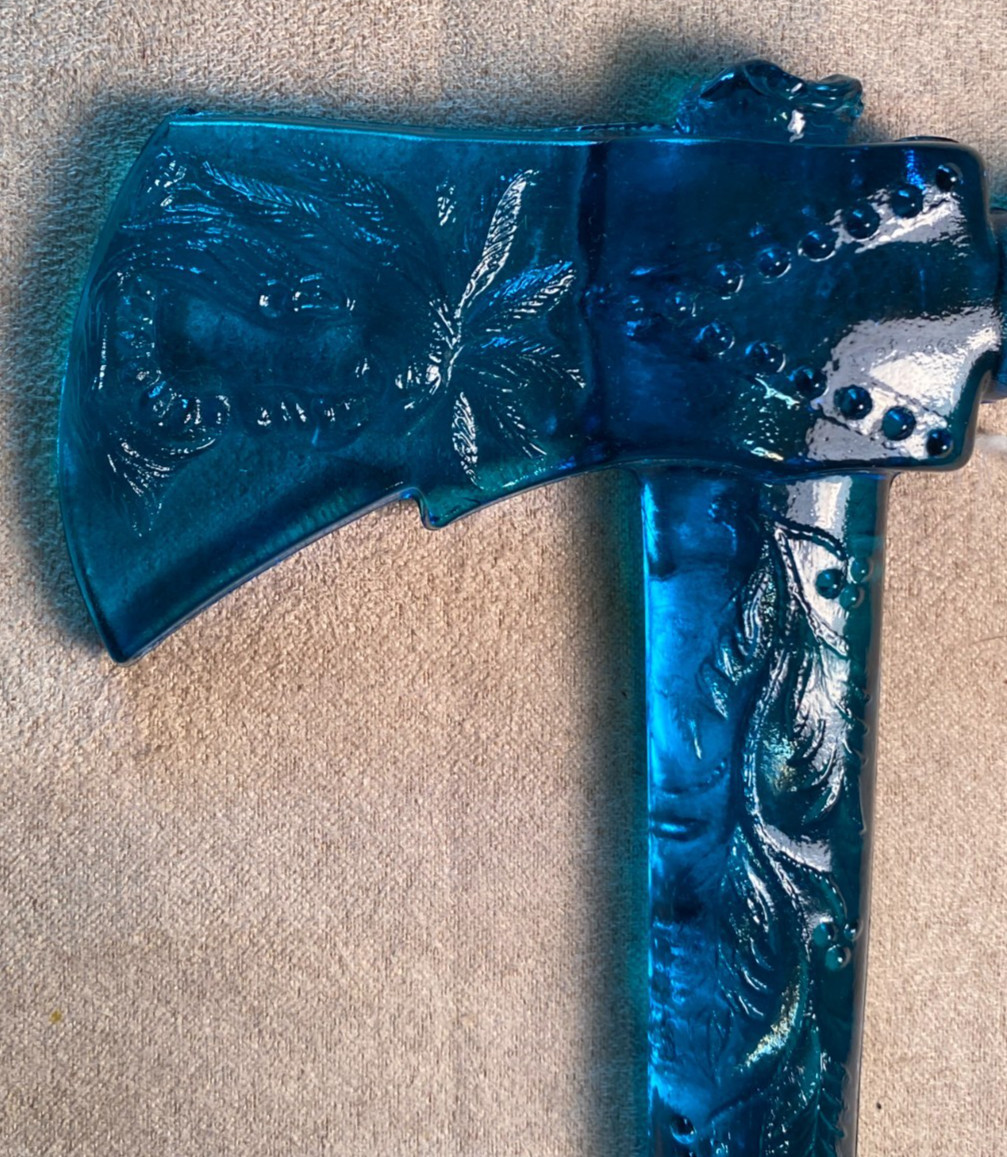 Boyd Glass Tomahawk Hatchet Blue Small Axe Native American Indian Chief