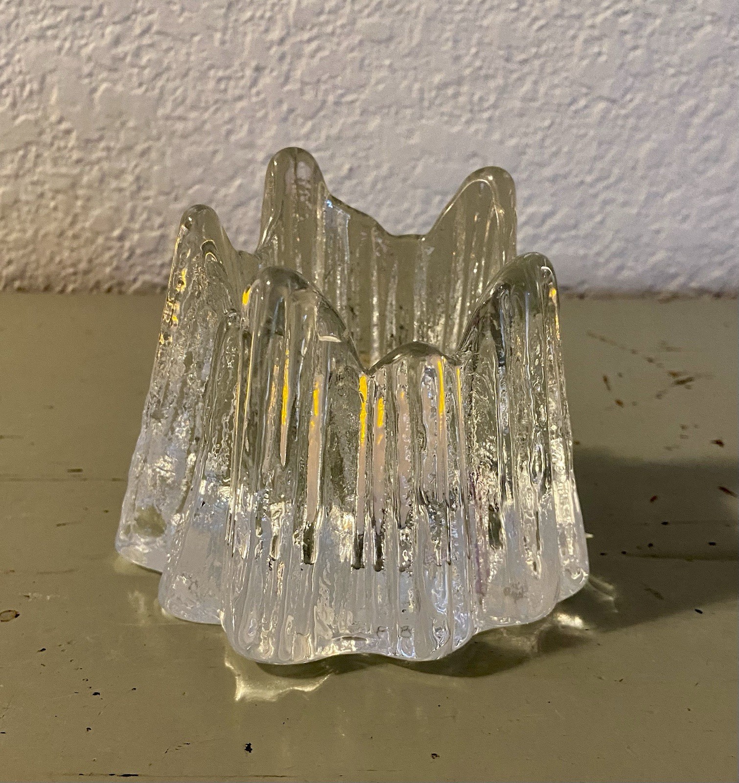 NYNRO GLASS Candle Votive/Tea-light Holder Volcano Iceberg Vintage 1985 Sweden