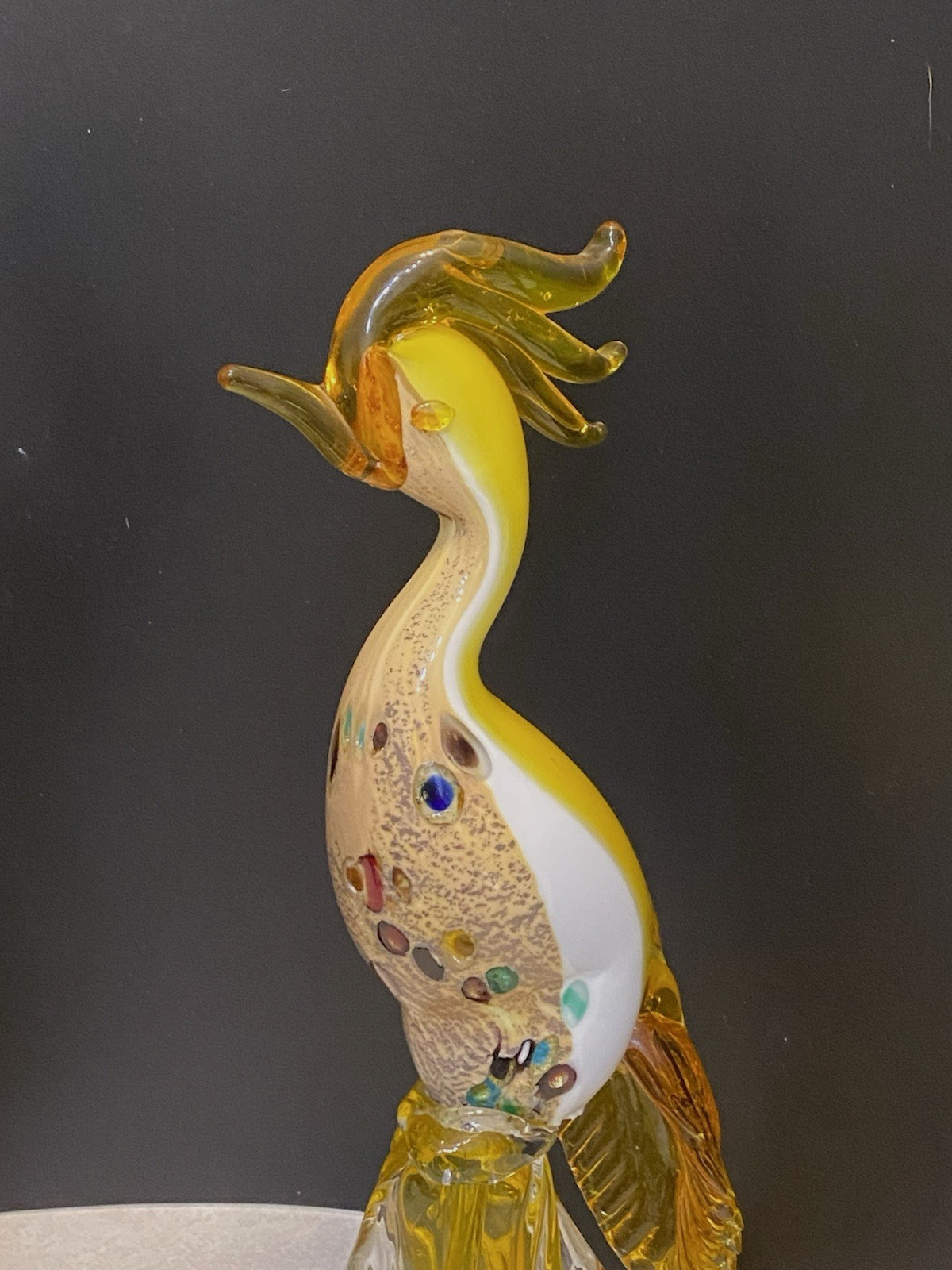 Vintage Murano Glass Bird of Paradise – Rare Pair In Yellow And Green-MCM
