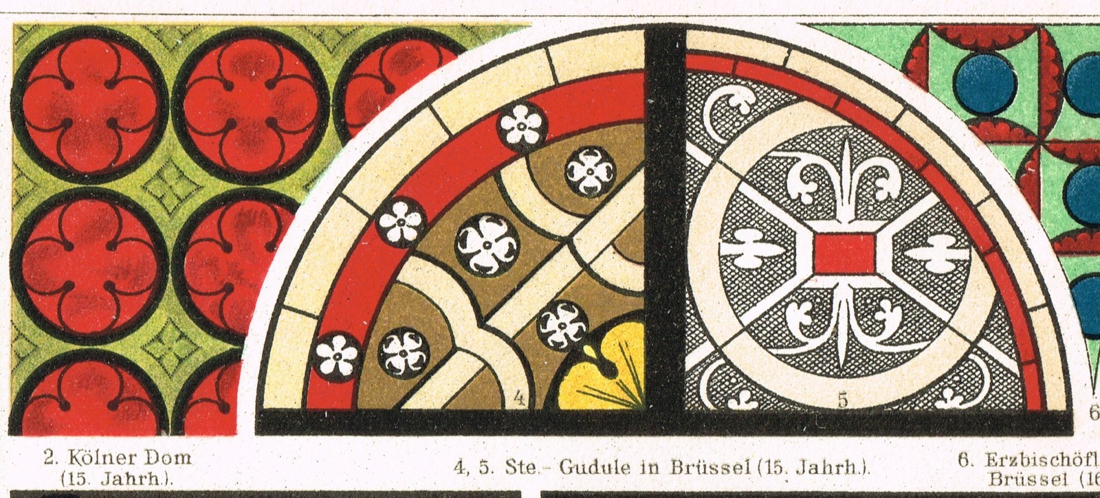 STAINED GLASS Windows Vintage Original Print 1897 Style Period Subjects Patterns