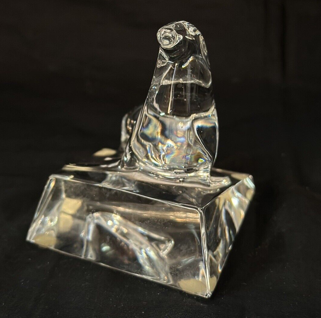 BACCARAT CRYSTAL SEAL SITTING ON ICEBERG FIGURINE….SIGNED & MINT!