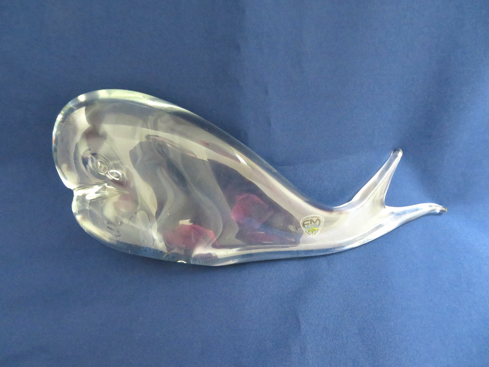 FM Art Crystal Studio Crystal Whale Sculpture, Signed