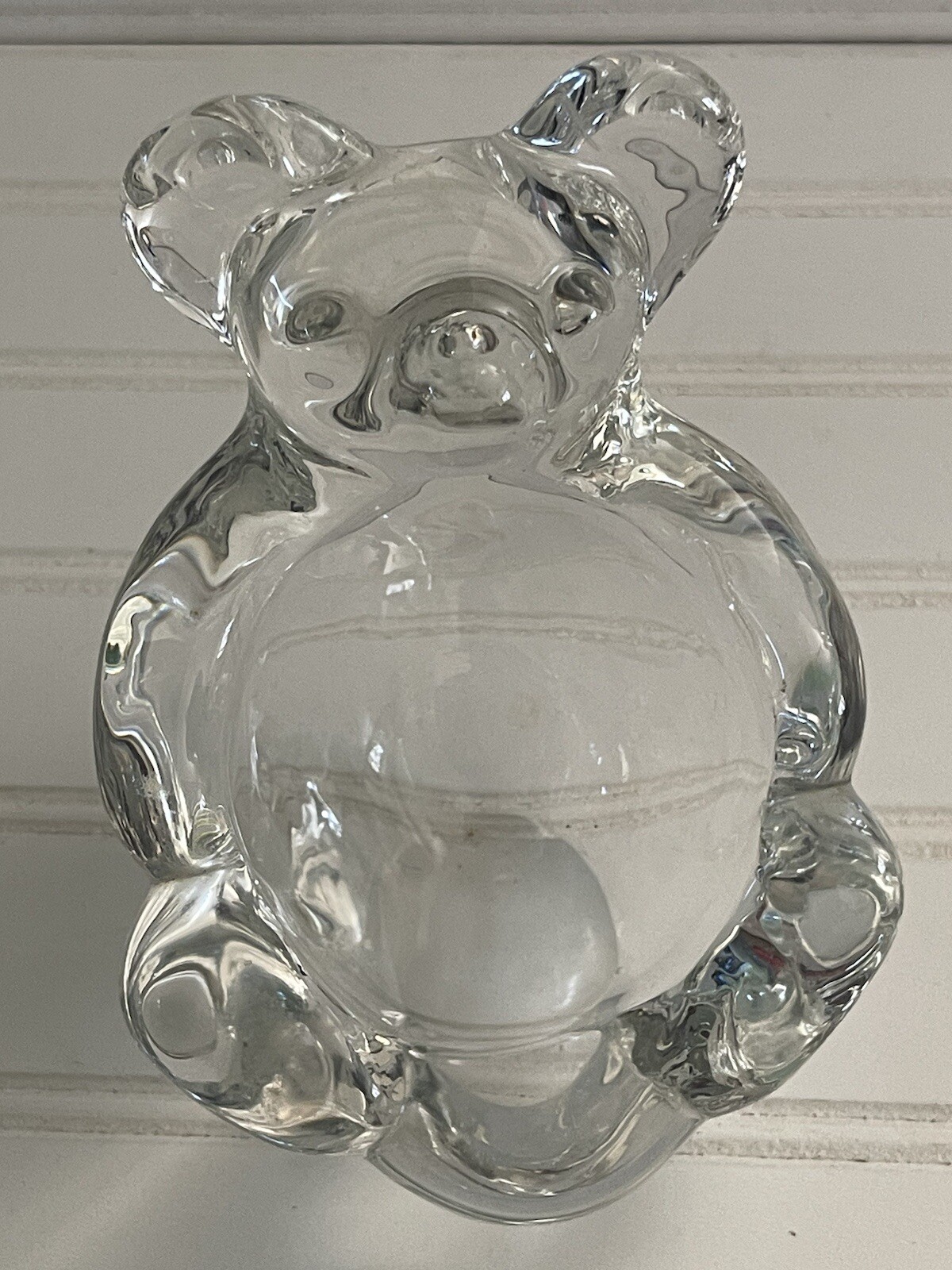 Art Vannes Candy Trinket Dish Made in France Clear Glass Crystal Bear Shaped 5”