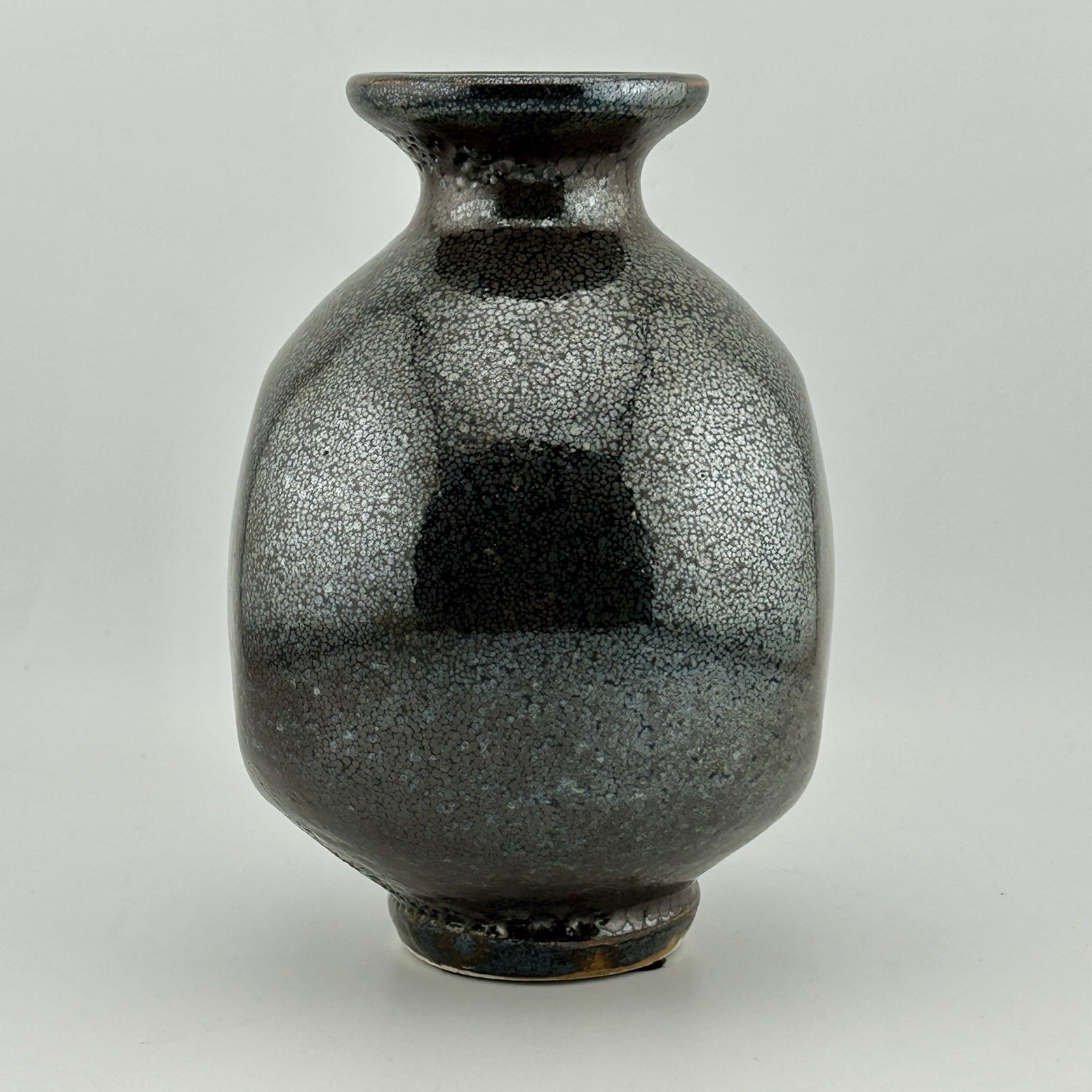 Wayne Ngan Stoneware Vase Yuteki Tenmoku Oil Spot Hornby BC Signed 70s VTG