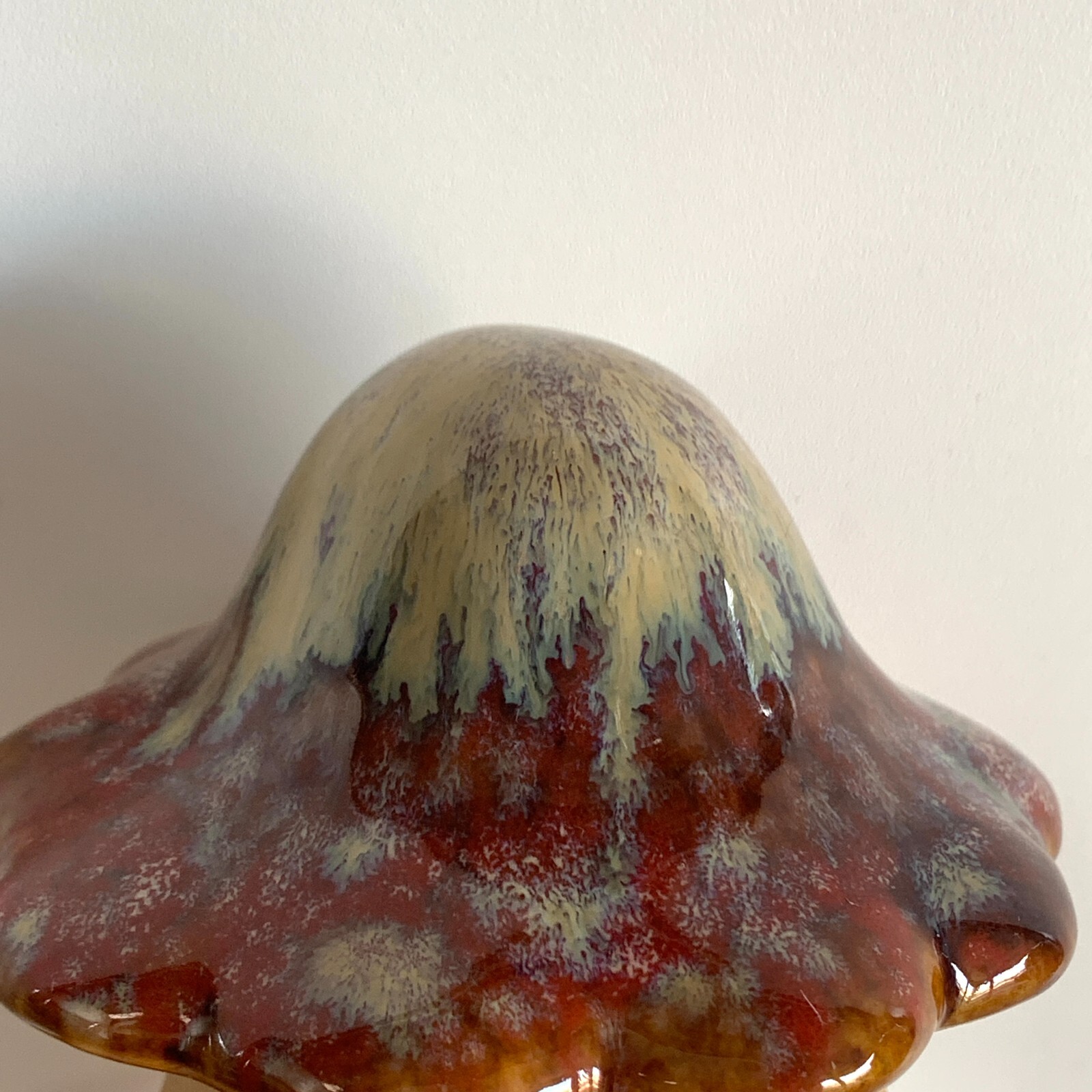 MCM Art Pottery Mushroom Drip Glaze on Cap Top Handmade 3.5″ tall Retro Vintage