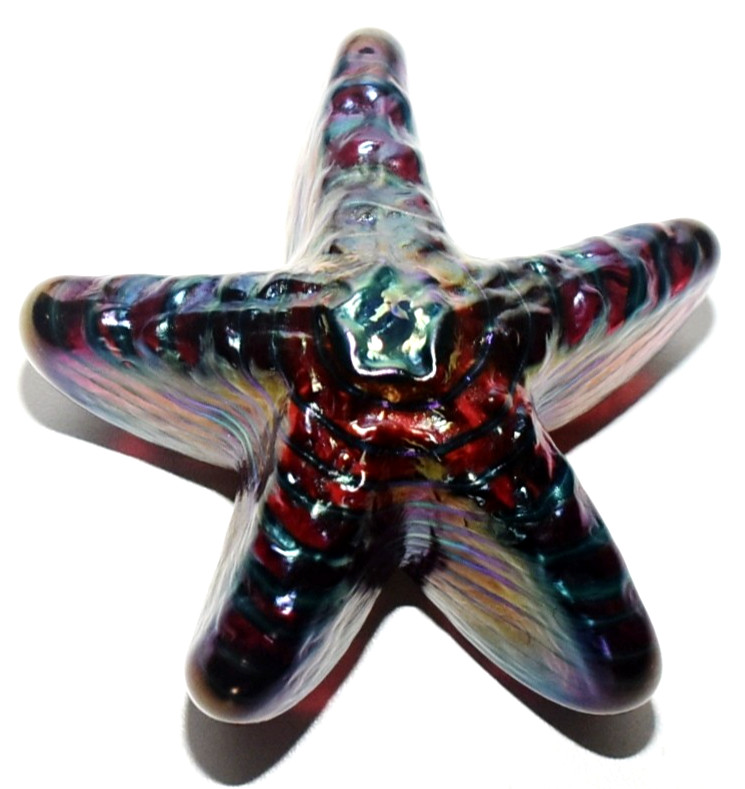 Robert Held Set Of 3 Art Glass Paperweight 2 Seashells & 1 Heart w/Stickers
