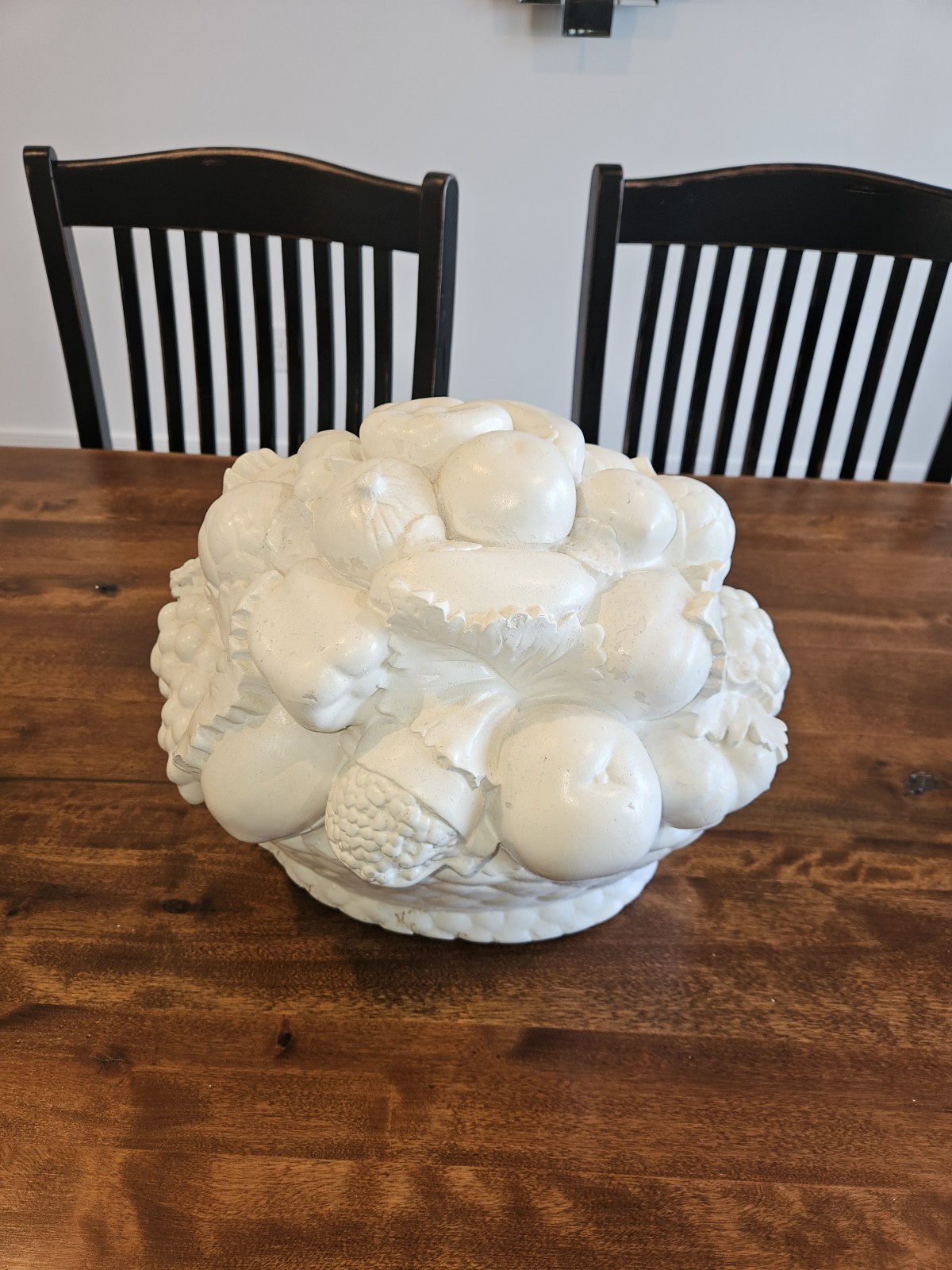 Vintage Italian Blanc De Chine glazed ceramic fruit basket centerpiece.