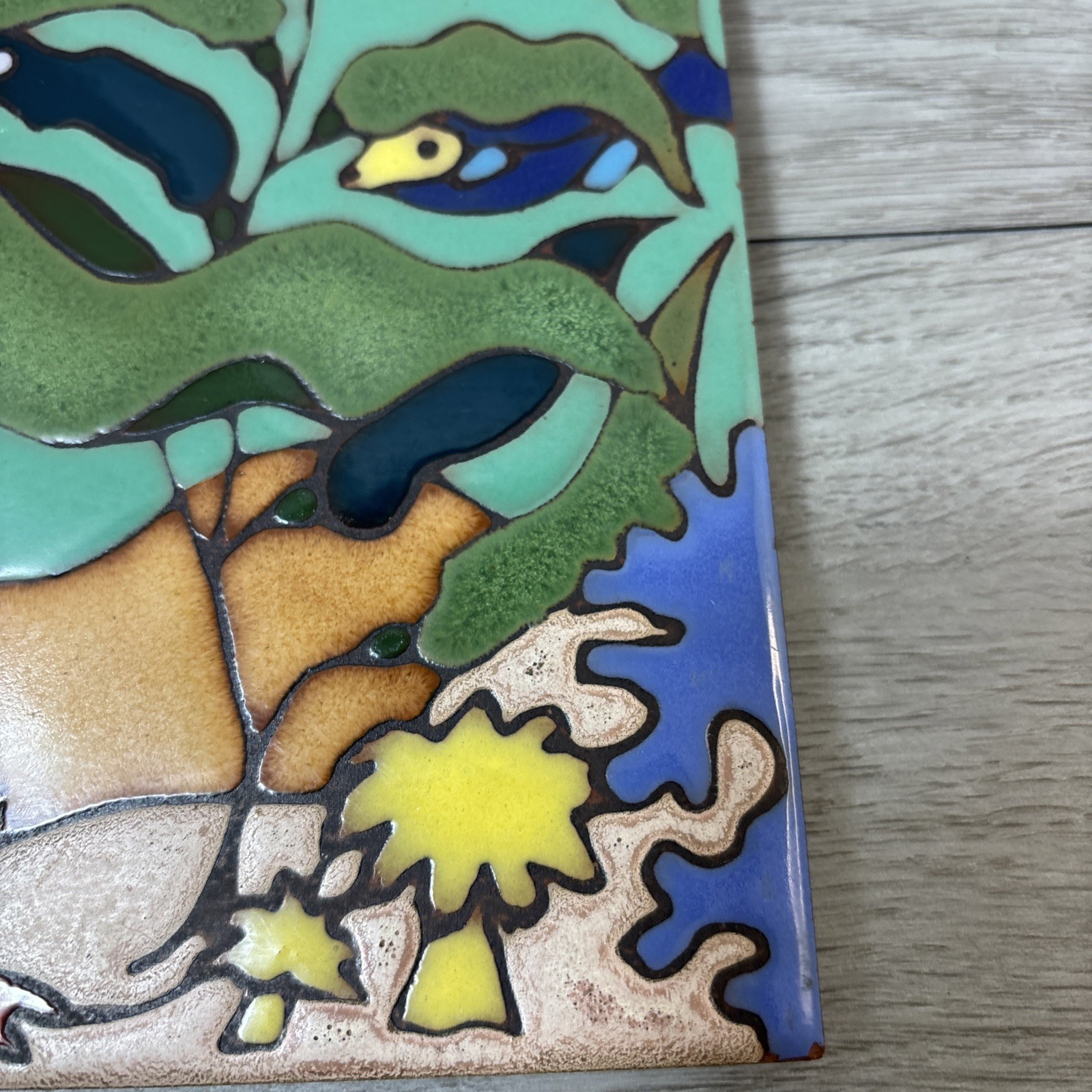 Vintage Hand Painted Water Ocean Wall Hanging Trivet Hot Pad