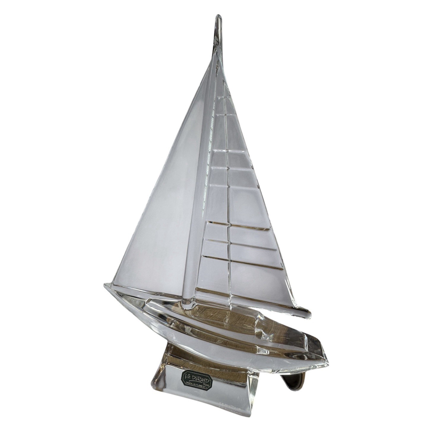 Vintage J G Durand France Crystal Sail Boat Sculpture Figurine Nautical 8 1/2″