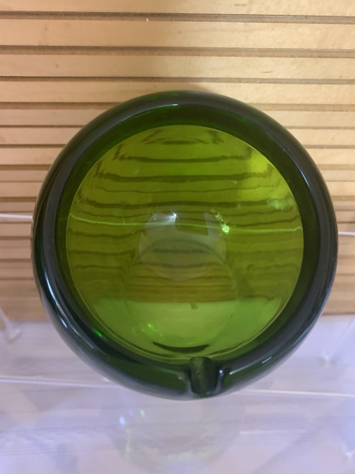 LARGE 6″ Vintage Orb Viking Ash Tray Green Glass MCM Mid Century Modern Retro