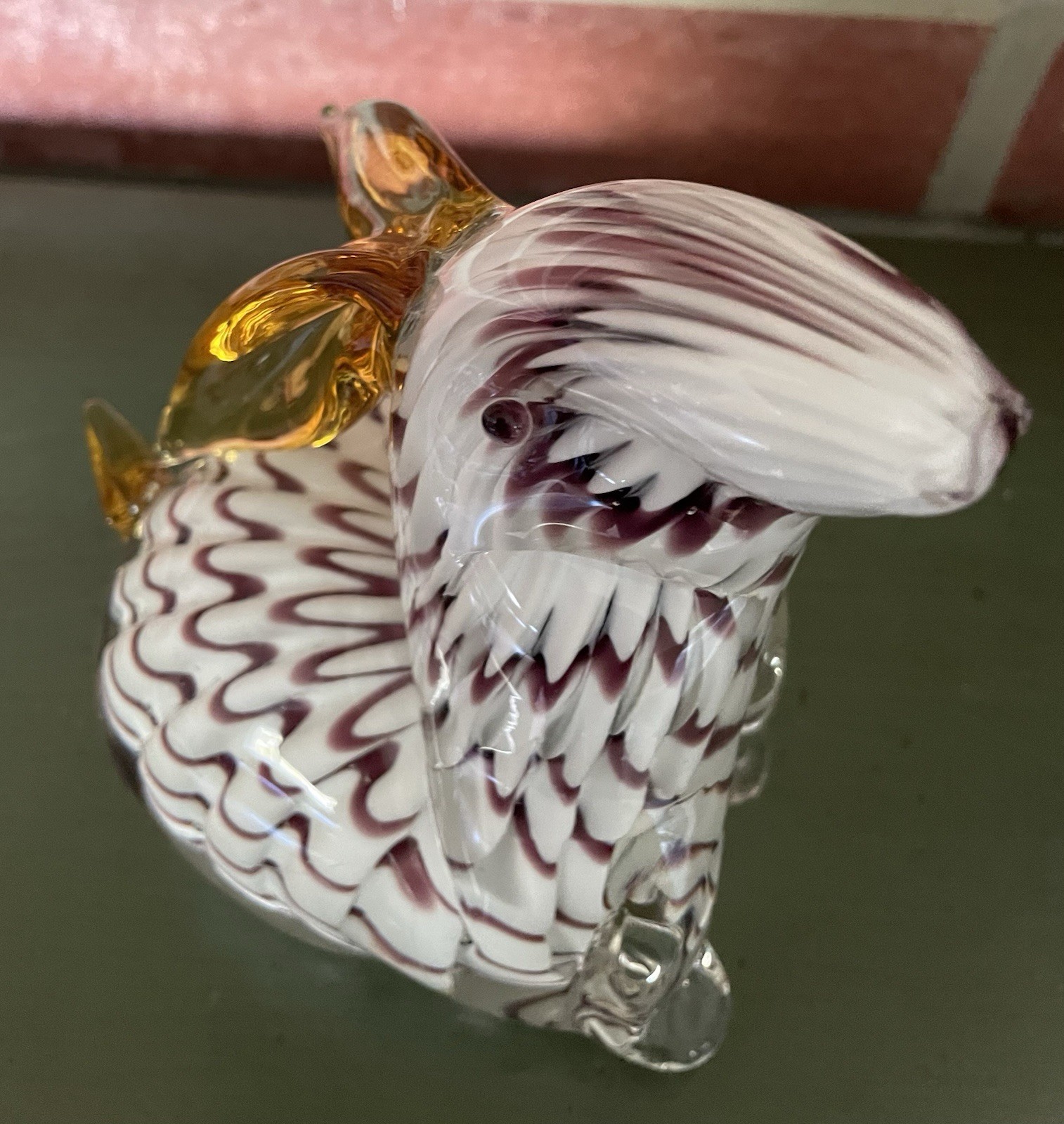 Vintage Italian Murano Venetian Red/White Rabbit Art Glass Paperweight 5” Tall