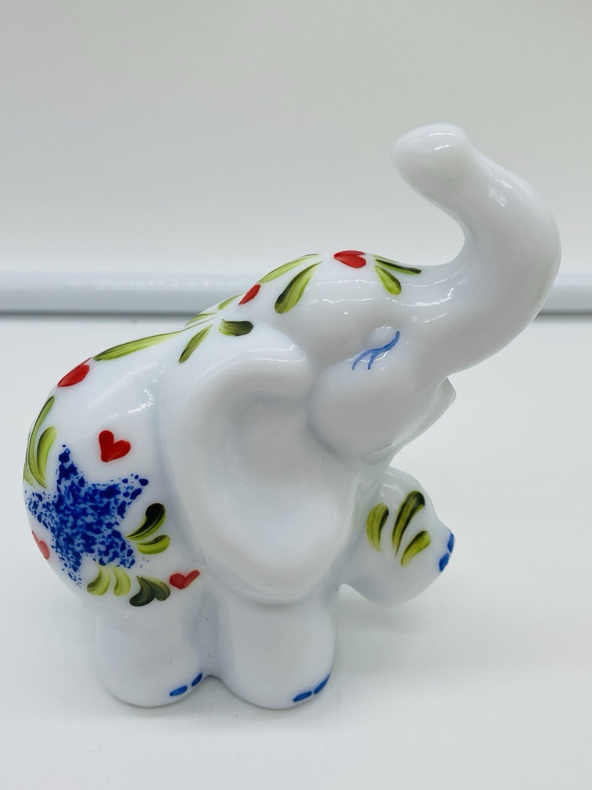 Fenton QVC Holiday Parade 4th of July Figurines Patriotic Elephant and Bluebird