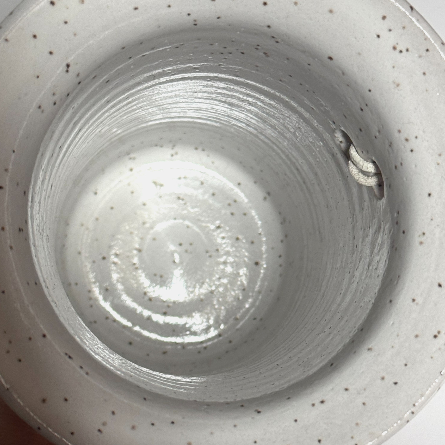 Studio Art Pottery Gray Speckled Stoneware Vase Crock 6.75″ Flower Buds SIGNED