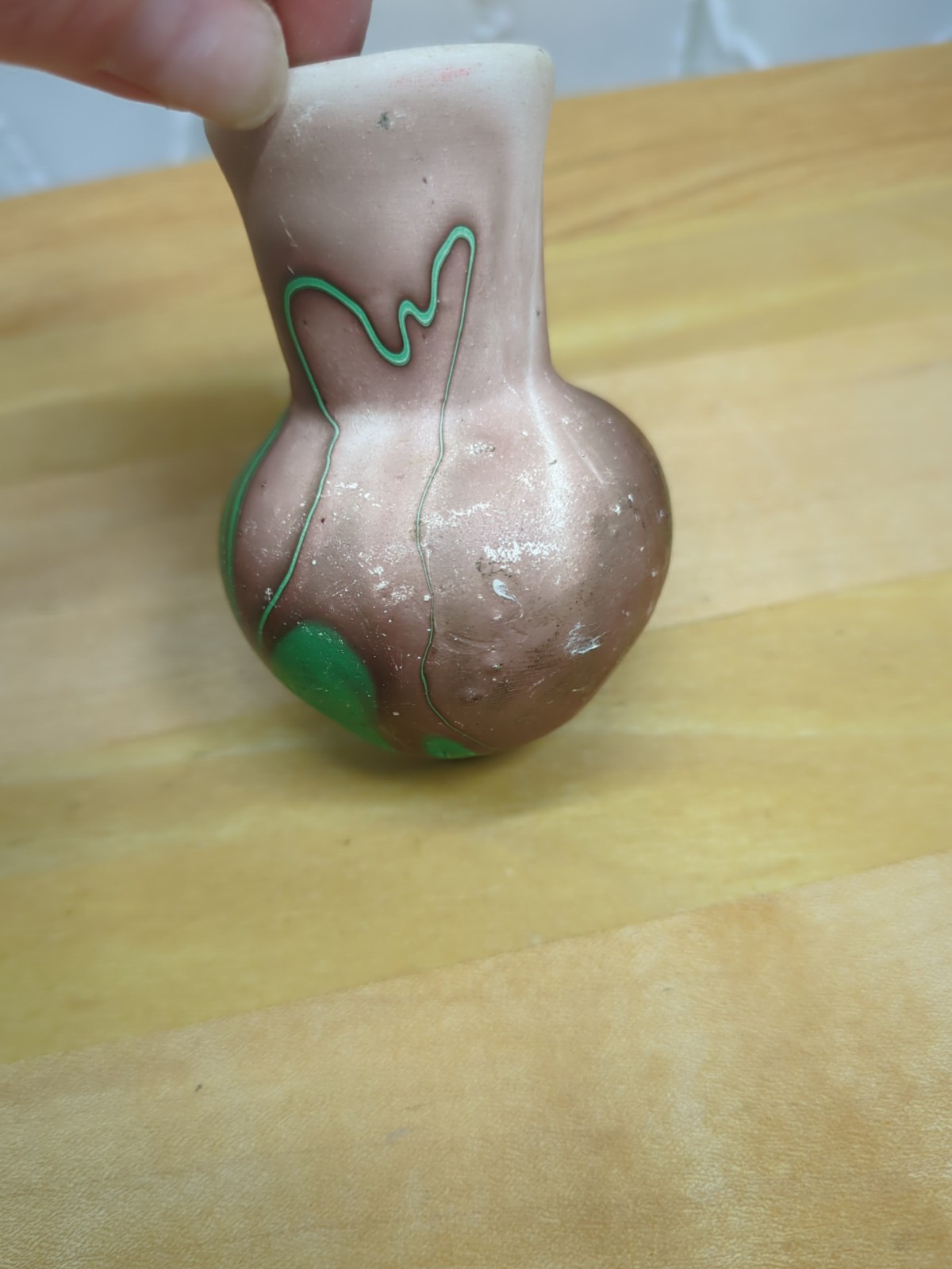 Vintage Bud Vase Hand Painted Southwestern Brown & Green 2-3/4″ Tall
