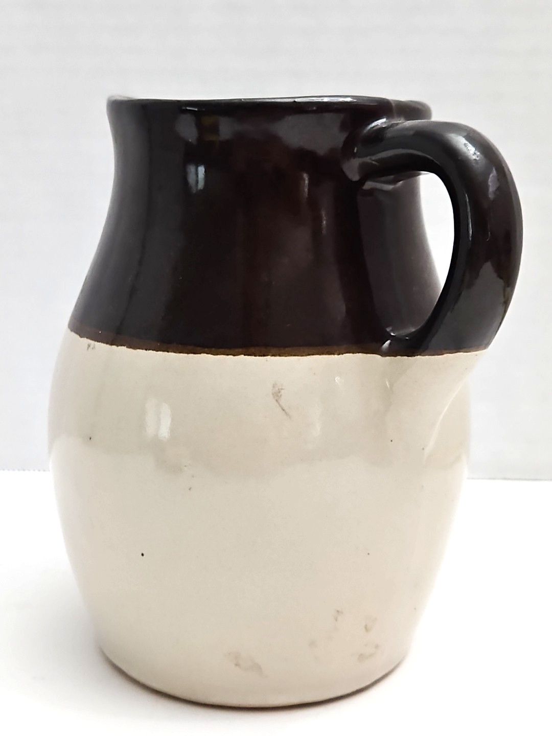 Roseville RRP Pottery Pitcher Two Tone Brown & Cream Vintage Ceramic Potter