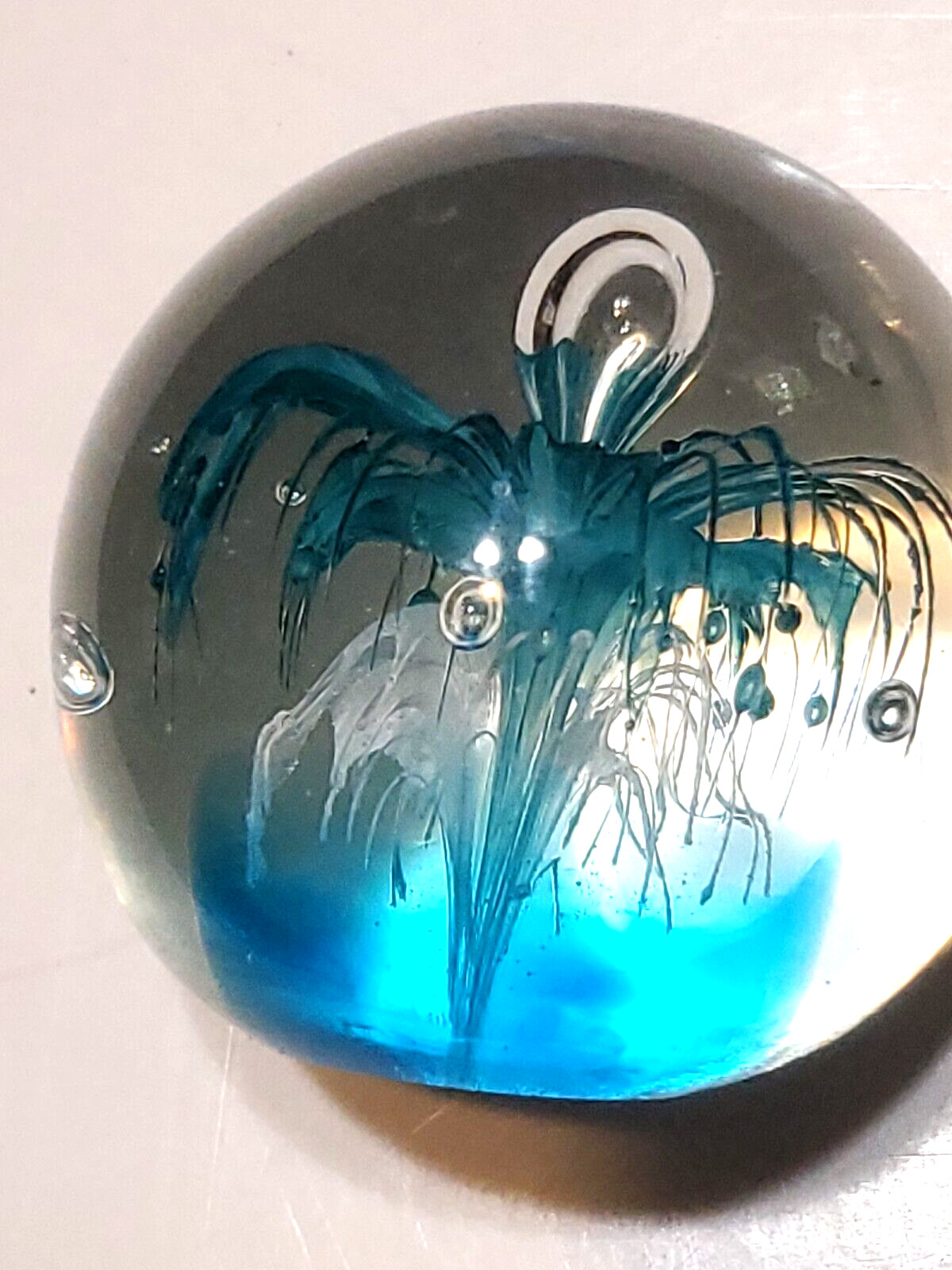Beautiful Sea Scape Paperweight w Bubbles