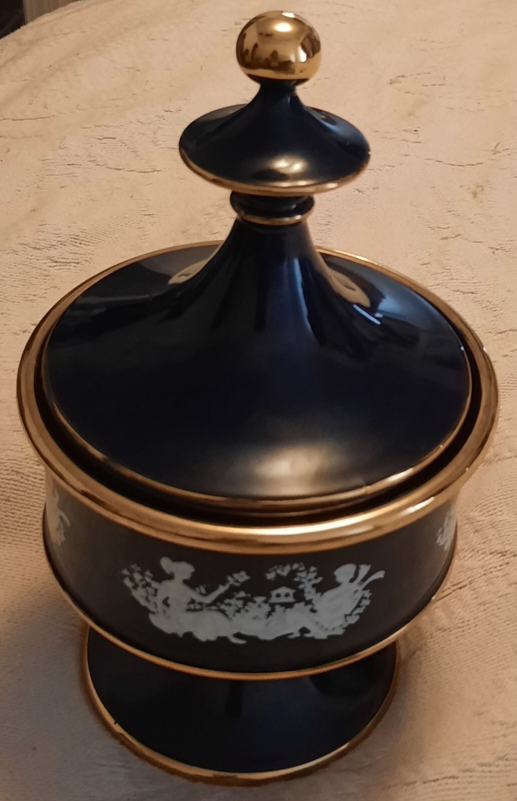 Vintage IL Verrocchio Glazed Pottery Florence Italy Decorative Cobalt Blue Jar