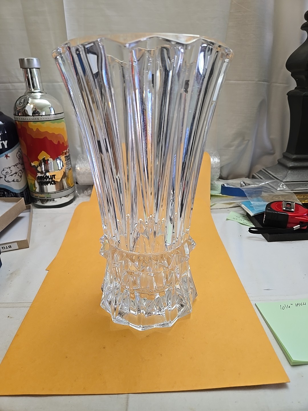 Mikasa Crystal Rainer Pattern 10.75” Vase Beautiful 5 1/2 At Top New In Box