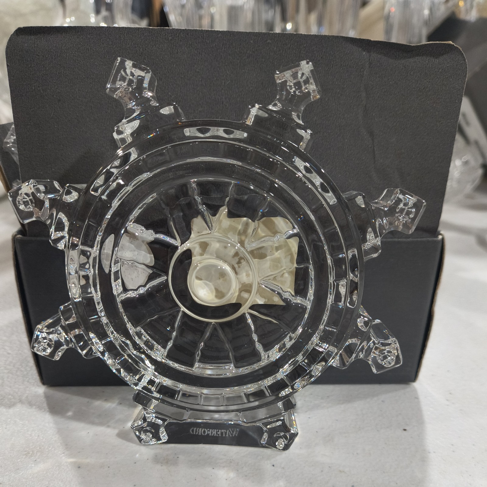 Waterford Crystal SHIPS WHEEL Collectible Sculpture Paperweight Stamped