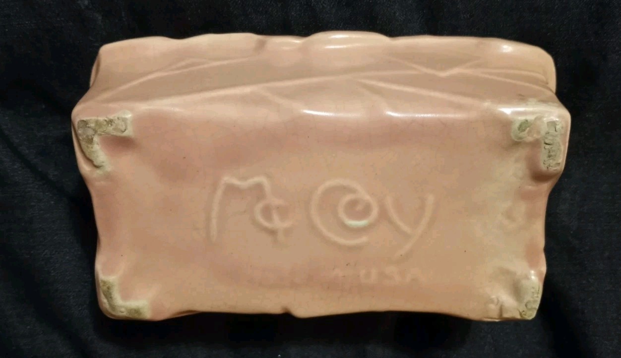 Vintage 1950s McCoy Ceramic Pottery Rectangular Planter Box Pink/ Peach Embossed