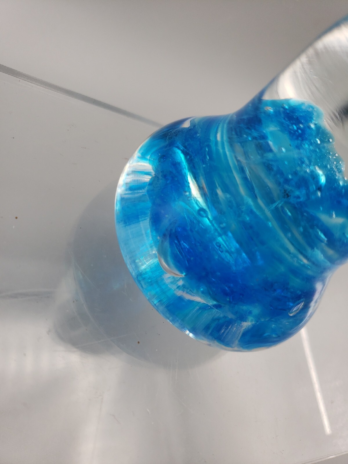Joe Rice St. Clair Art Glass Bell Shaped Paperweight Aqua Blue Stamped