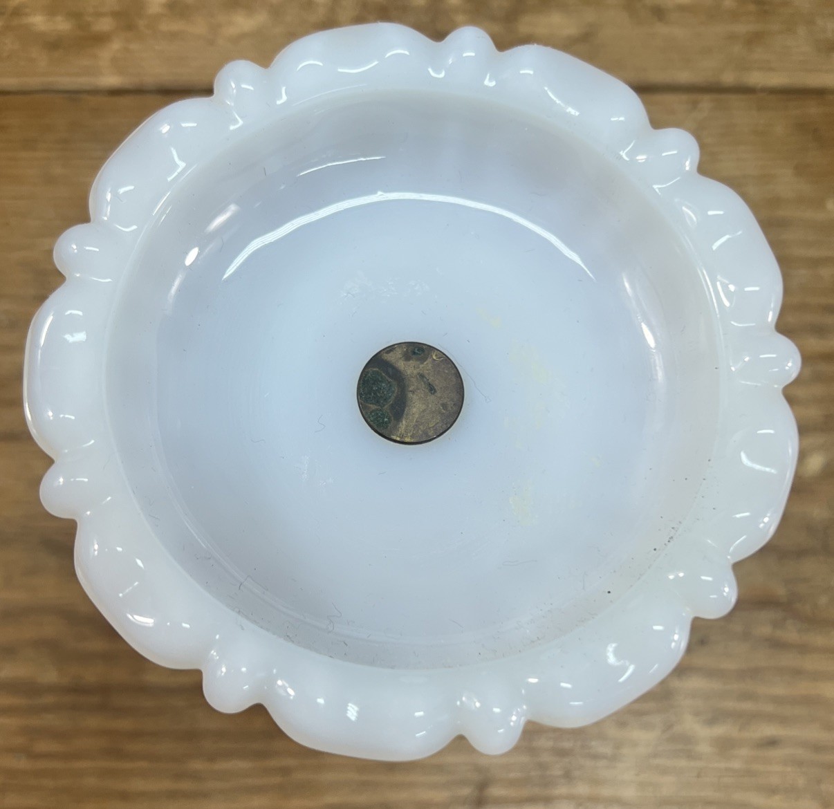 Vintage Marble Milk Glass Candle Holder / Trinket Dish 6”