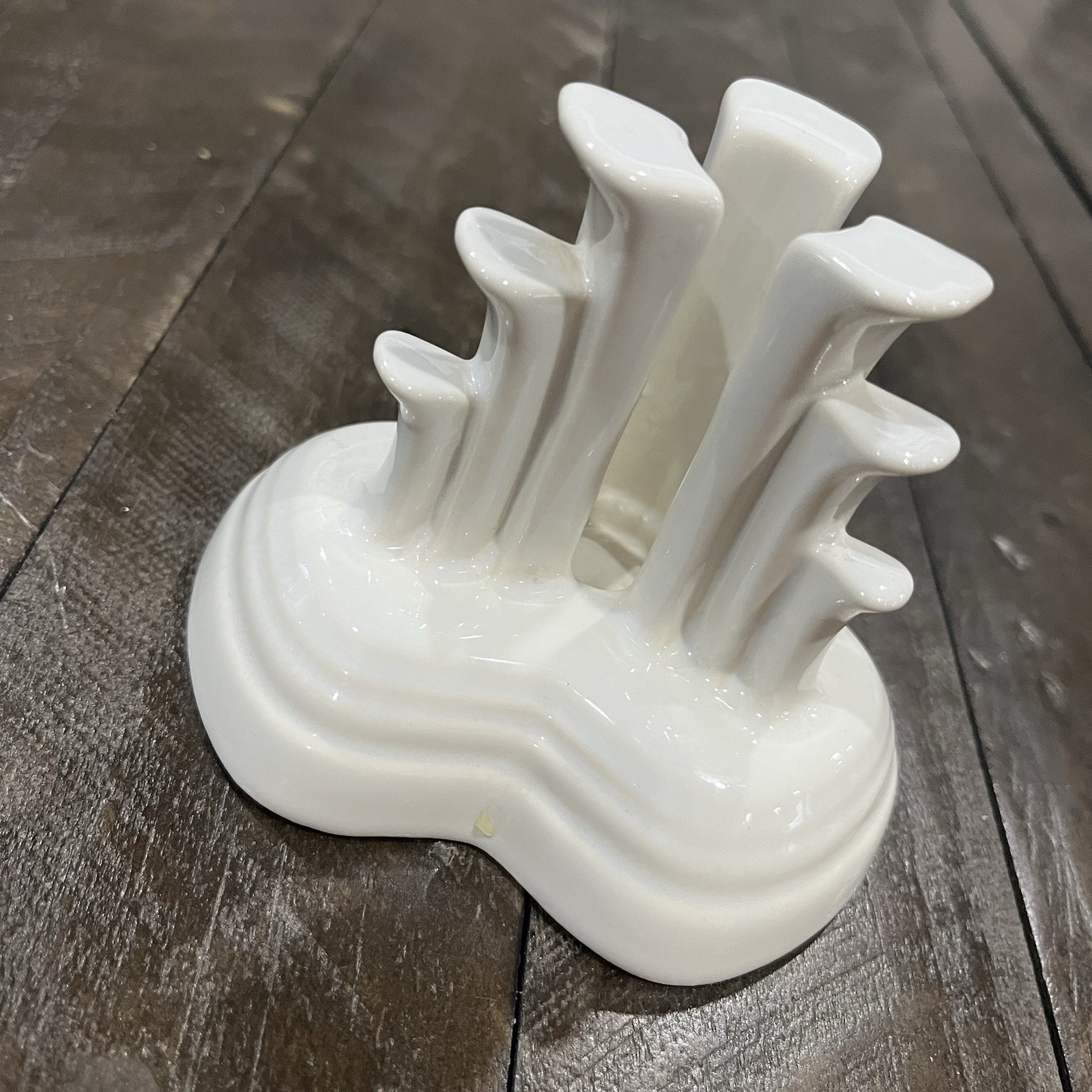 Vintage Fiesta Homer Laughlin Pyramid Tripod WHITE Candlestick Holder