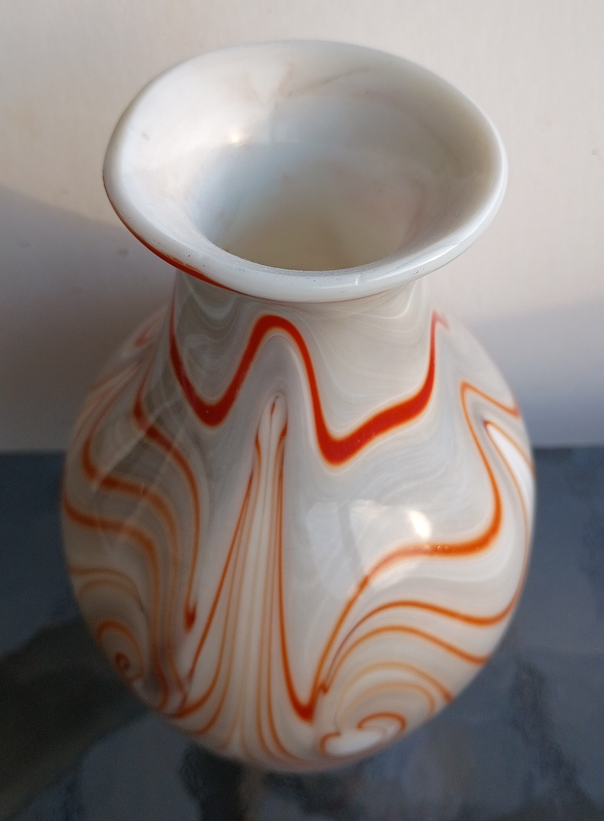 Vintage 1974 Signed Stephen Fellerman Abstract Swirl Art Glass Vase
