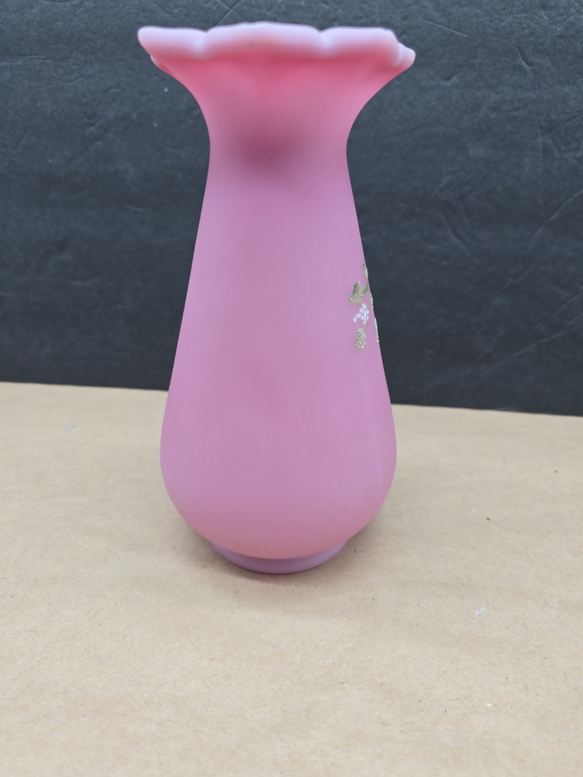 Rare Fenton “MORNING GLORIES ON ROSE QUARTZ VASE” HP by Marilyn Wagner